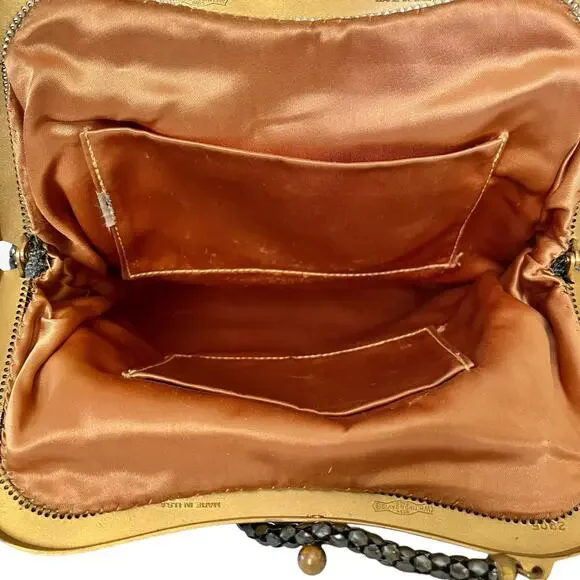 1930s Whiting & Davis Vintage Gunmetal Metal Mesh Chain Strap Evening Bag Purse
